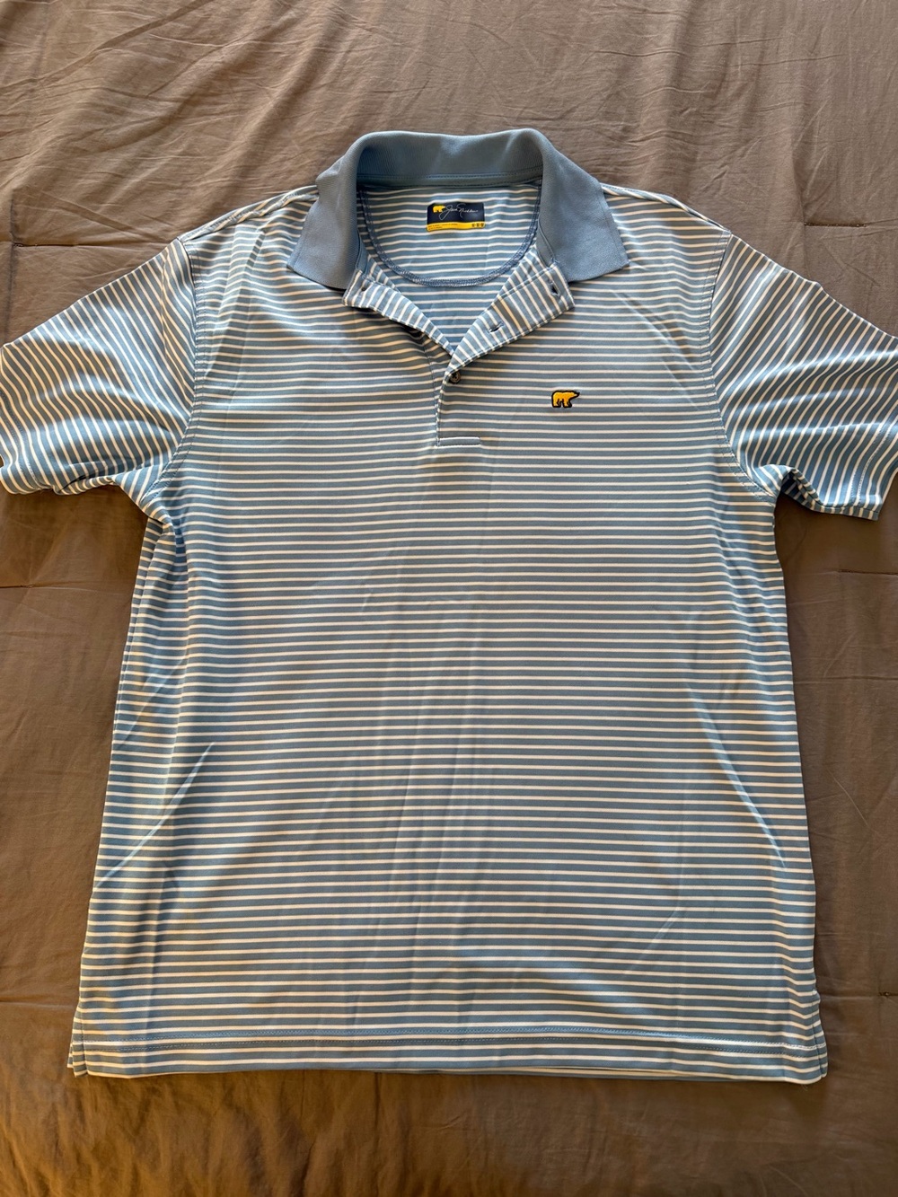 Jack Nicklaus Striped Golf Polo Shirt - Light Blue/White